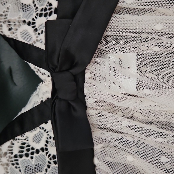 Linea Donatella M Womens Satin Trimmed Mesh Babydoll Lingerie Top Ivory& Black - Picture 4 of 12